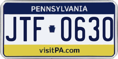 PA license plate JTF0630