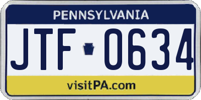 PA license plate JTF0634