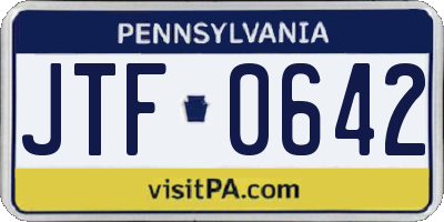 PA license plate JTF0642