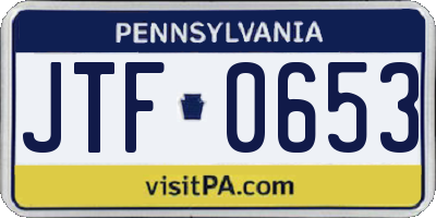 PA license plate JTF0653