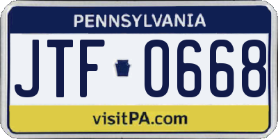 PA license plate JTF0668