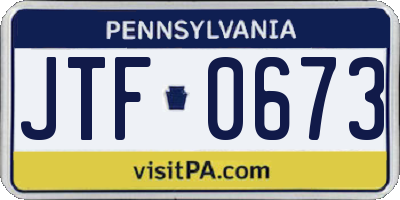 PA license plate JTF0673
