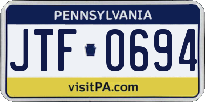 PA license plate JTF0694