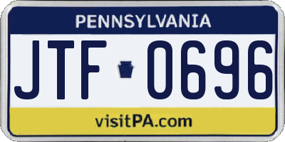 PA license plate JTF0696