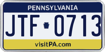 PA license plate JTF0713