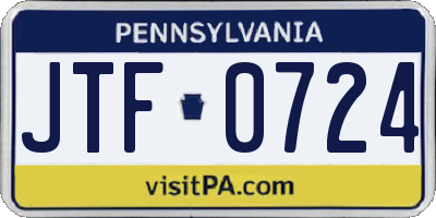 PA license plate JTF0724