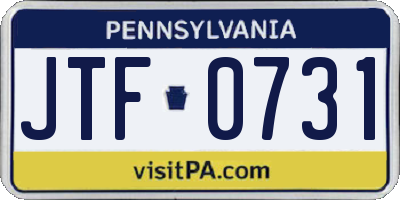 PA license plate JTF0731