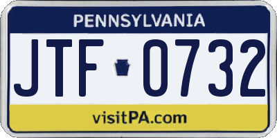 PA license plate JTF0732