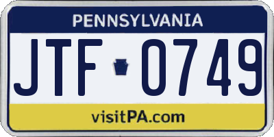 PA license plate JTF0749