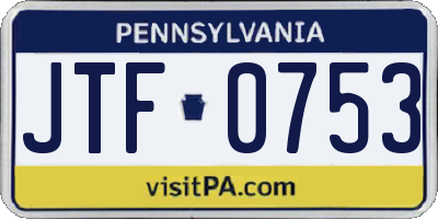 PA license plate JTF0753