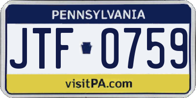 PA license plate JTF0759