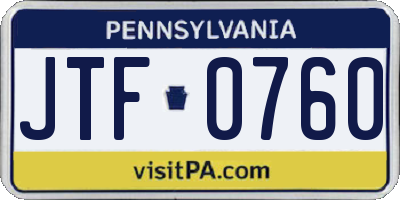 PA license plate JTF0760
