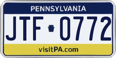 PA license plate JTF0772