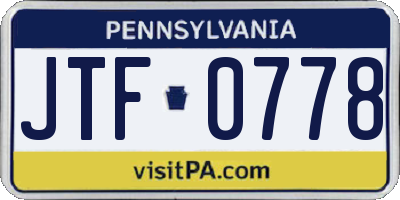 PA license plate JTF0778
