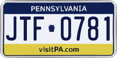 PA license plate JTF0781