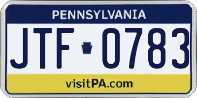 PA license plate JTF0783