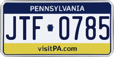 PA license plate JTF0785