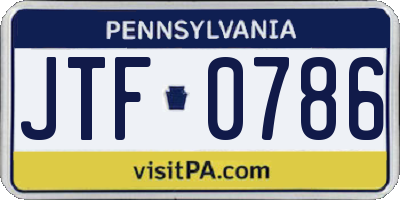 PA license plate JTF0786