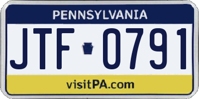PA license plate JTF0791