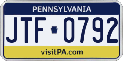 PA license plate JTF0792