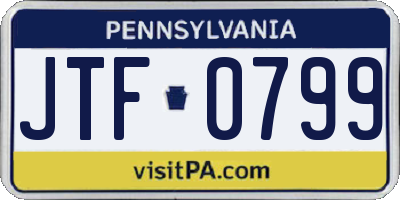 PA license plate JTF0799