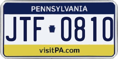 PA license plate JTF0810