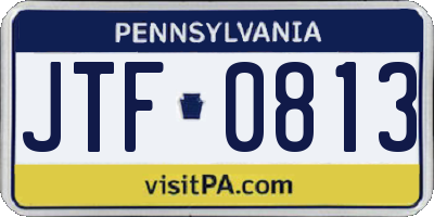 PA license plate JTF0813