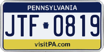PA license plate JTF0819