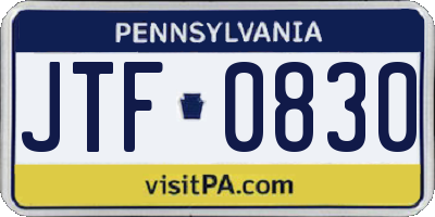 PA license plate JTF0830