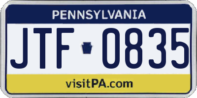 PA license plate JTF0835