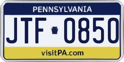 PA license plate JTF0850