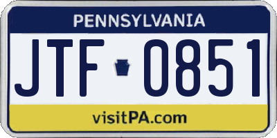 PA license plate JTF0851