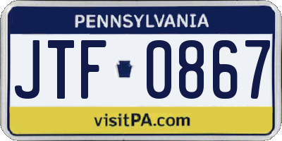 PA license plate JTF0867
