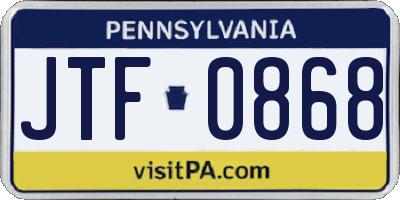 PA license plate JTF0868