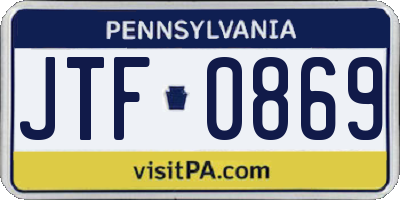 PA license plate JTF0869