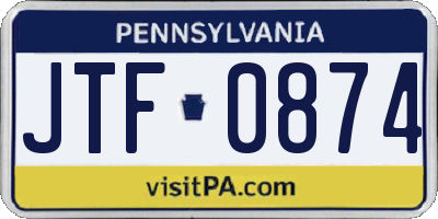 PA license plate JTF0874