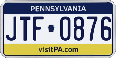 PA license plate JTF0876