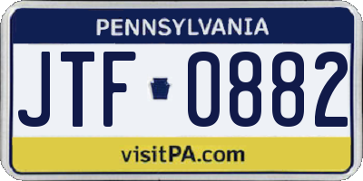 PA license plate JTF0882