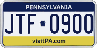 PA license plate JTF0900