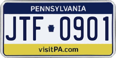 PA license plate JTF0901