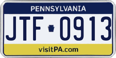PA license plate JTF0913