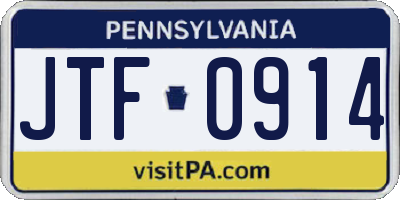 PA license plate JTF0914