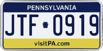 PA license plate JTF0919