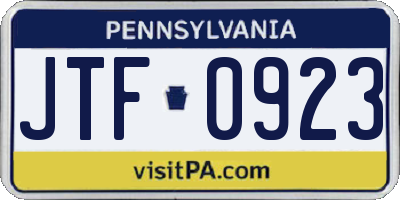 PA license plate JTF0923
