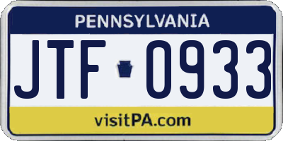 PA license plate JTF0933