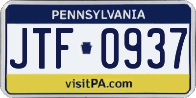 PA license plate JTF0937