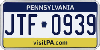 PA license plate JTF0939