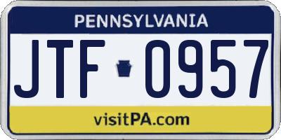 PA license plate JTF0957