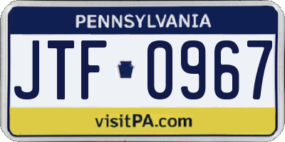 PA license plate JTF0967