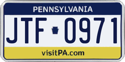 PA license plate JTF0971